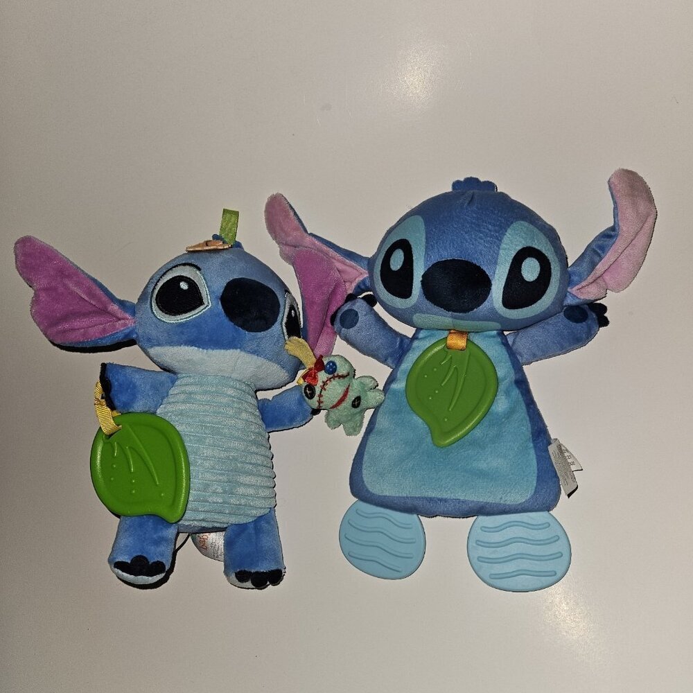 2 Disney Stitch Plush Lovey Lot Teether Sensory Crinkle Scrump Kids Preferred